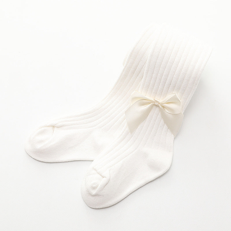 Children's socks with solid bow