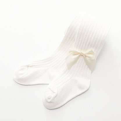 Children's socks with solid bow