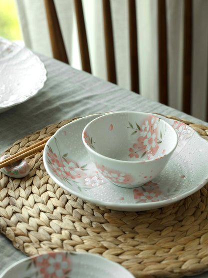 Mino-yaki Japan imported cherry blossom ceramic tableware rice bowl household Japanese dishes plate steamed fish soup plate