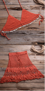 Hand-knitted beach split bikini