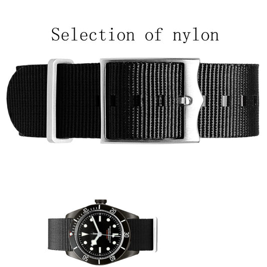 Nylon Strap Inspired by Biwan Little Red Flower Little Black Shield Bronze Series 22mm Men