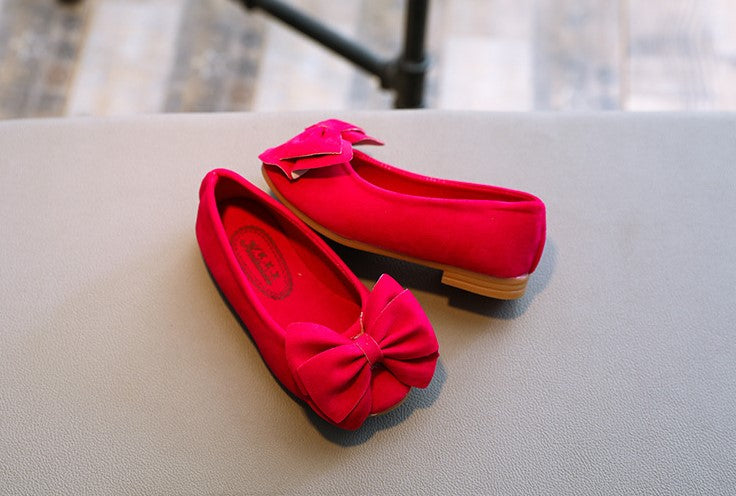 Solid color bow princess shoes