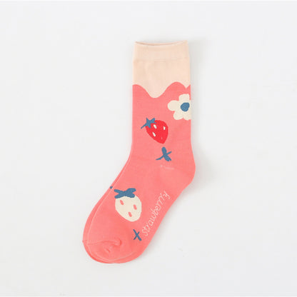 Women's Cotton Breathable Sports Strawberry Socks