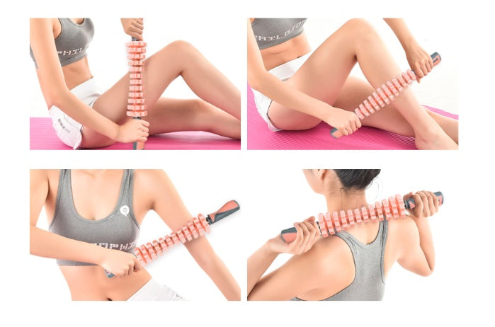 Multifunctional Muscle Massager Relaxation Roller Ring Clamp Yoga Body Shaping 4 Wheels Fitness Device for Sports