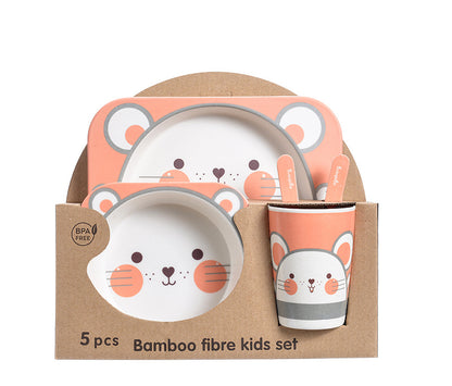 5pcs Baby Natural Bamboo Tableware Set