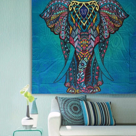 Turquoise Great Elephant Tapestry