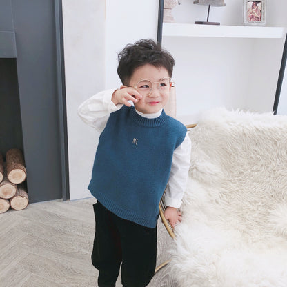 Boys knitted Waistcoat Baby Solid Color Top