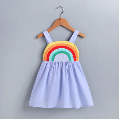 New Cartoon Rainbow Cotton Long-sleeved Dress