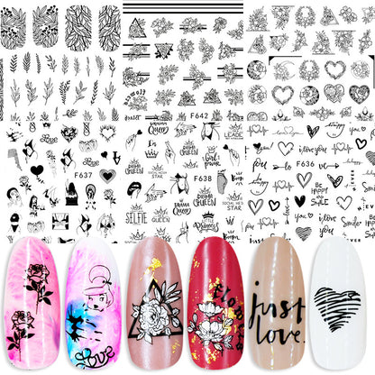 Summer Flowers and Love Adhesive Stickers Nail Art Stickers Foreign Trade Nail Stickers Nail Art Decals