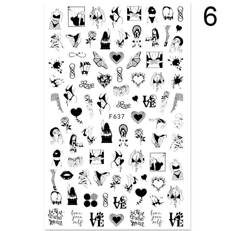 Summer Flowers and Love Adhesive Stickers Nail Art Stickers Foreign Trade Nail Stickers Nail Art Decals