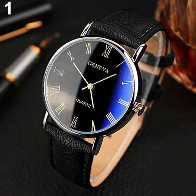 Watch Fashion Blu-ray Roman Literal Business Men's Watch Brand Quartz Watch