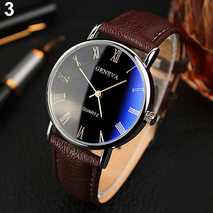 Watch Fashion Blu-ray Roman Literal Business Men's Watch Brand Quartz Watch