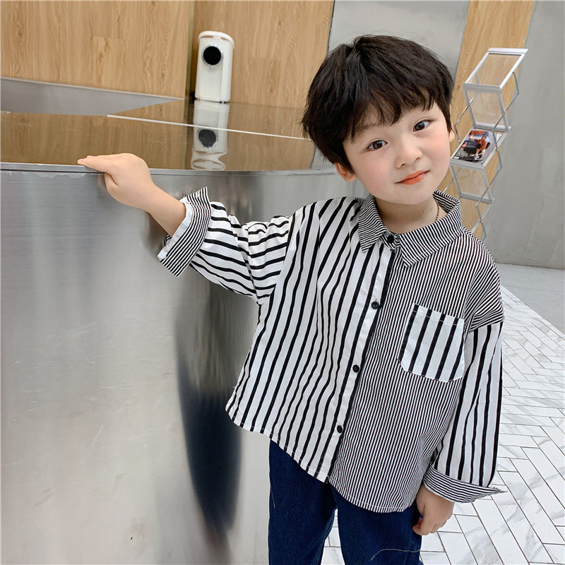 Small And Medium-sized Children's Striped Shirt Baby Long-sleeved Top