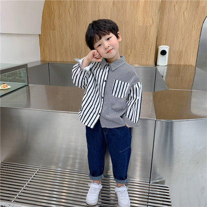 Small And Medium-sized Children's Striped Shirt Baby Long-sleeved Top