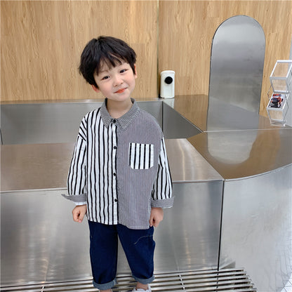 Small And Medium-sized Children's Striped Shirt Baby Long-sleeved Top