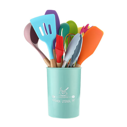 New Color Wooden Handle Combo Set 12-piece Cooking Spoon and Shovel Set