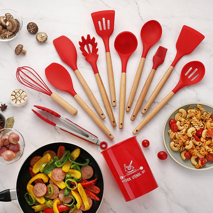 New Color Wooden Handle Combo Set 12-piece Cooking Spoon and Shovel Set