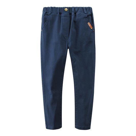 Children's Stretch Cotton Trousers Slim-Fit Middle-Aged Boys And Boys' Trousers