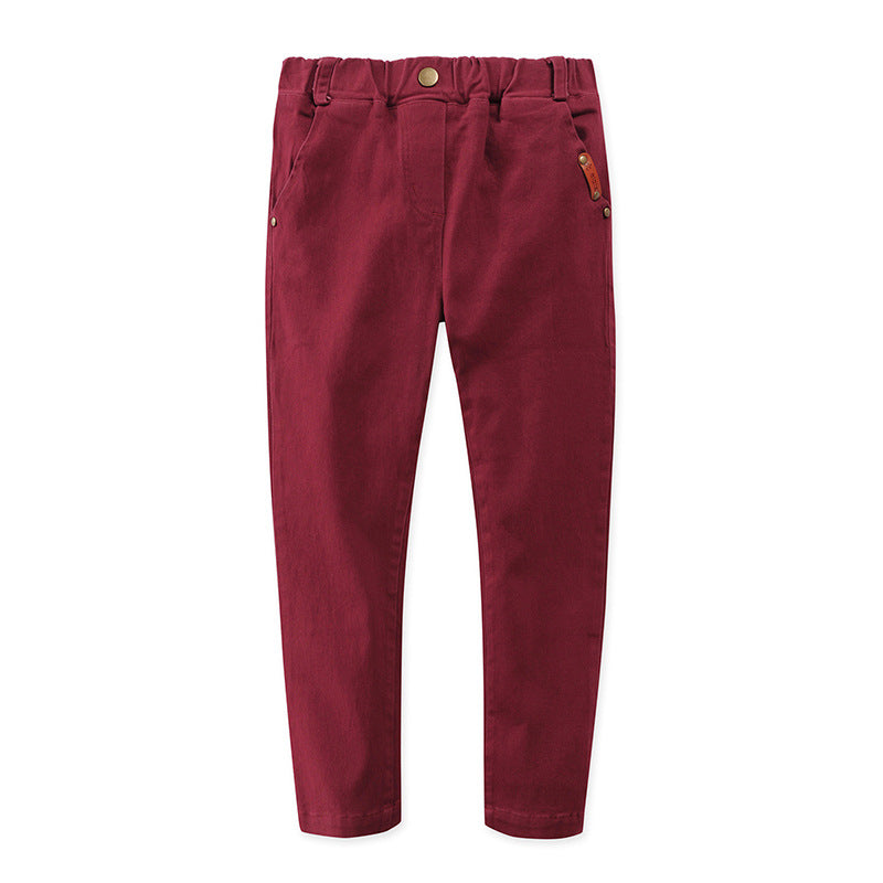 Children's Stretch Cotton Trousers Slim-Fit Middle-Aged Boys And Boys' Trousers