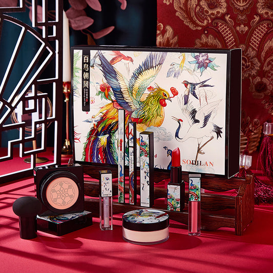 Bainiao Chaofeng Makeup Set Gift Box Lipstick Cushion Mascara Setting Powder Liquid Eyeshadow Blush