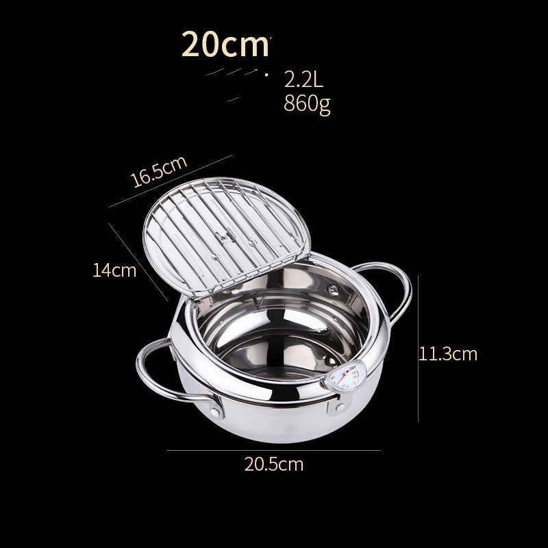 Temperature Controllable Japanese Household Tempura Fryer Mini Stainless Steel Fryer Induction Cooker General Gift Customization