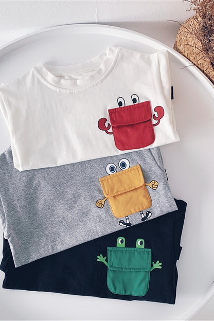 Summer Q Cute Contrast Color Pocket Children'S Top