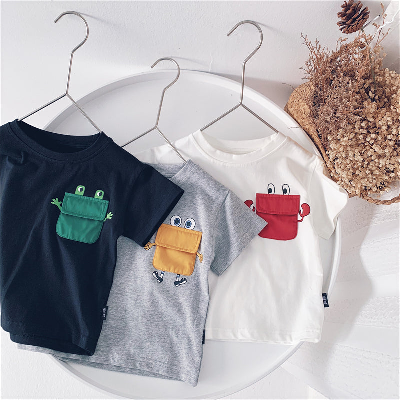 Summer Q Cute Contrast Color Pocket Children'S Top