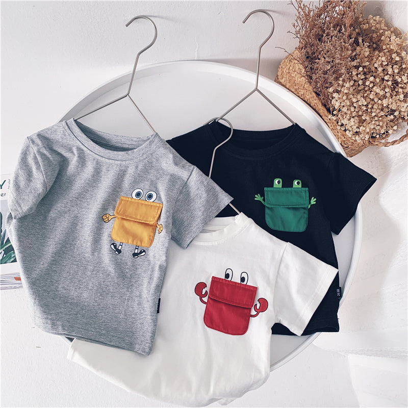 Summer Q Cute Contrast Color Pocket Children'S Top