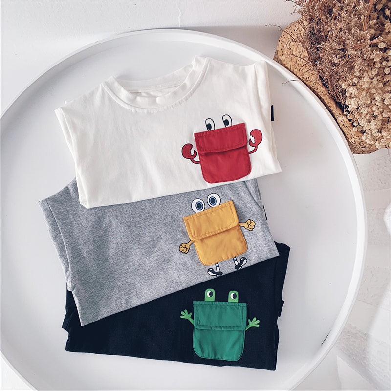 Summer Q Cute Contrast Color Pocket Children'S Top