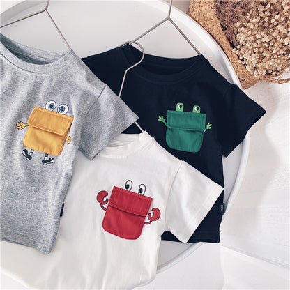 Summer Q Cute Contrast Color Pocket Children'S Top