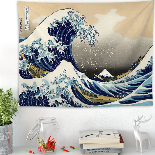 Ukiyo-e Japanese Style Living Room Tapestry Wave Tapestry Decoration