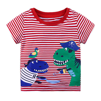 Summer New Children's Clothing Wholesale Children's Short-Sleeved T-shirt Middle And Small Children's Bottoming Shirt Cartoon Printed Cotton Round Neck Top