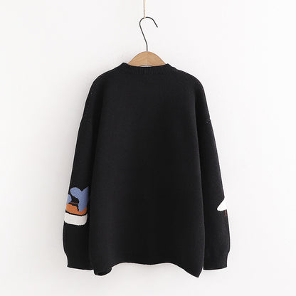 Korean Style Loose Girls Autumn And Winter Junior High School Girls Knitted Bottoming Shirt