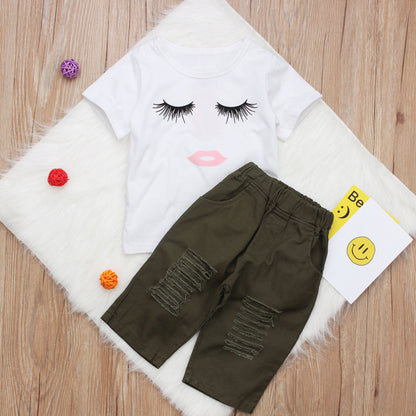 Pudcoco Girl Set 6M-4Y  Kid Baby Girls Eyelash Tops T-shirt Pants Leggings Outfits Set Clothes