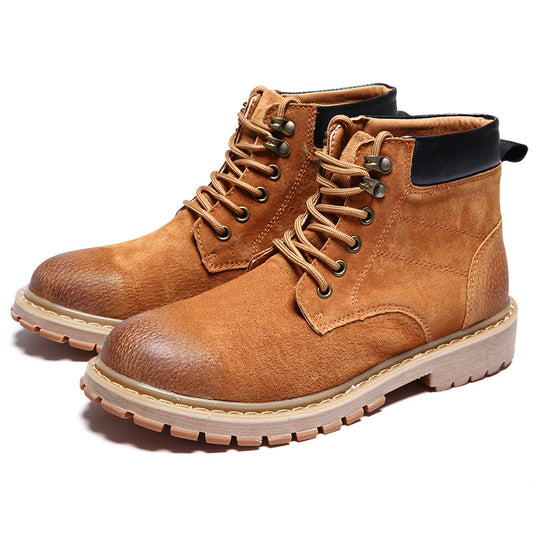 High-Top Shoes Mid-Cut British Style Men's Leather Shoes