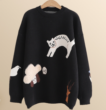 Korean Style Loose Girls Autumn And Winter Junior High School Girls Knitted Bottoming Shirt