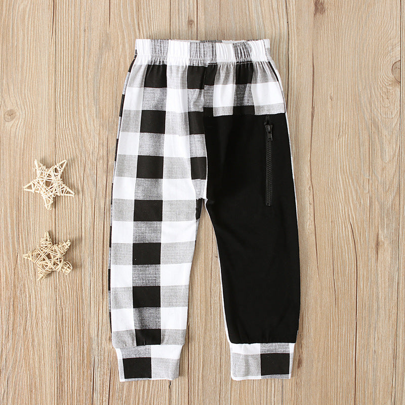 Spring And Autumn Children'S Trousers Plaid Casual Trousers