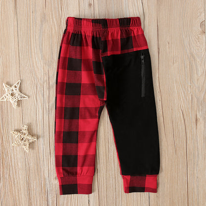 Spring And Autumn Children'S Trousers Plaid Casual Trousers