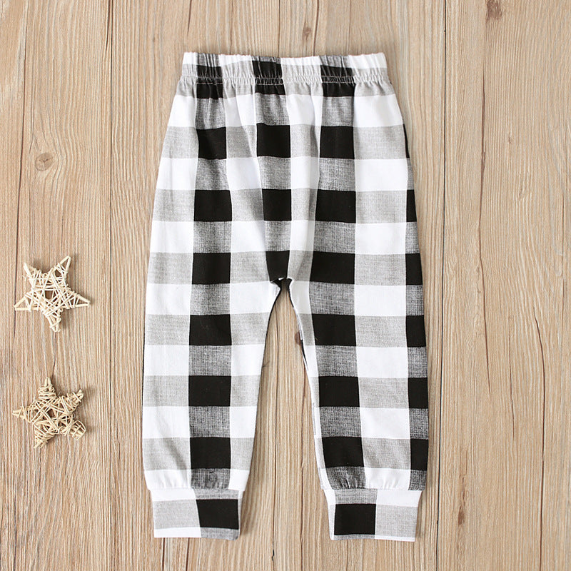 Spring And Autumn Children'S Trousers Plaid Casual Trousers