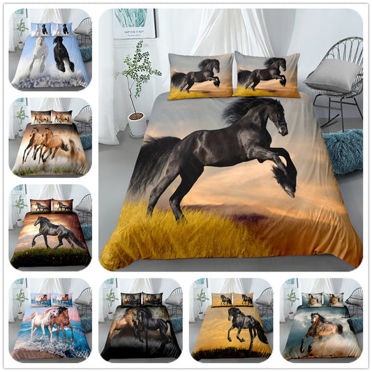 Galloping Horse Digital Printing Three-piece Set Export Three-piece Set