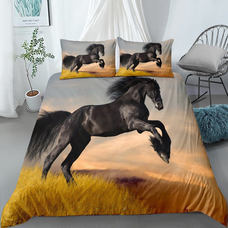 Galloping Horse Digital Printing Three-piece Set Export Three-piece Set