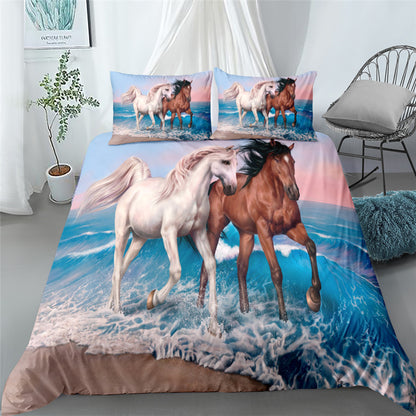 Galloping Horse Digital Printing Three-piece Set Export Three-piece Set