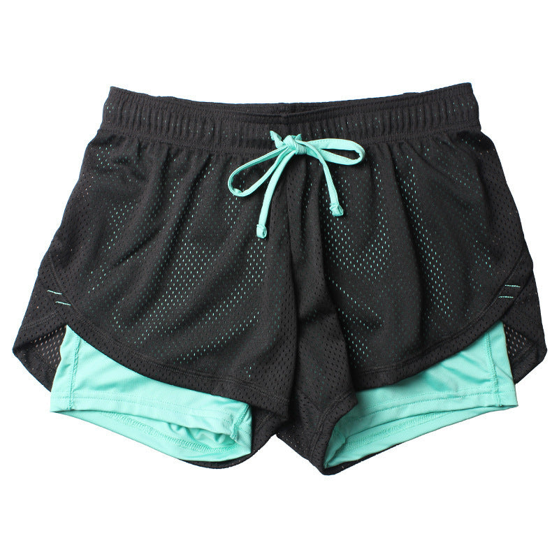 The New Drawstring Fake Two-Piece Running Training Quick-Drying Yoga Shorts Mesh