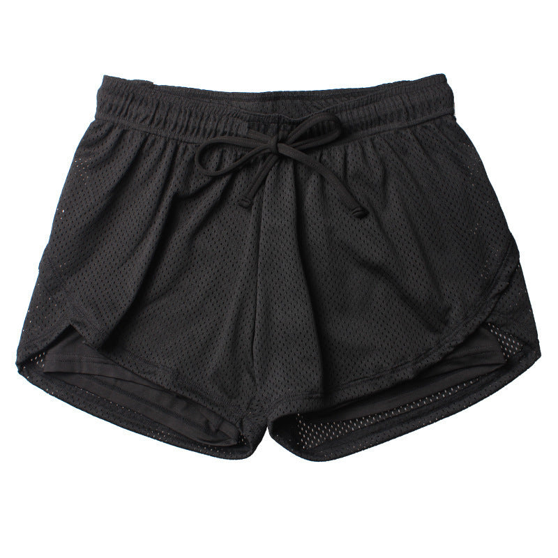 The New Drawstring Fake Two-Piece Running Training Quick-Drying Yoga Shorts Mesh