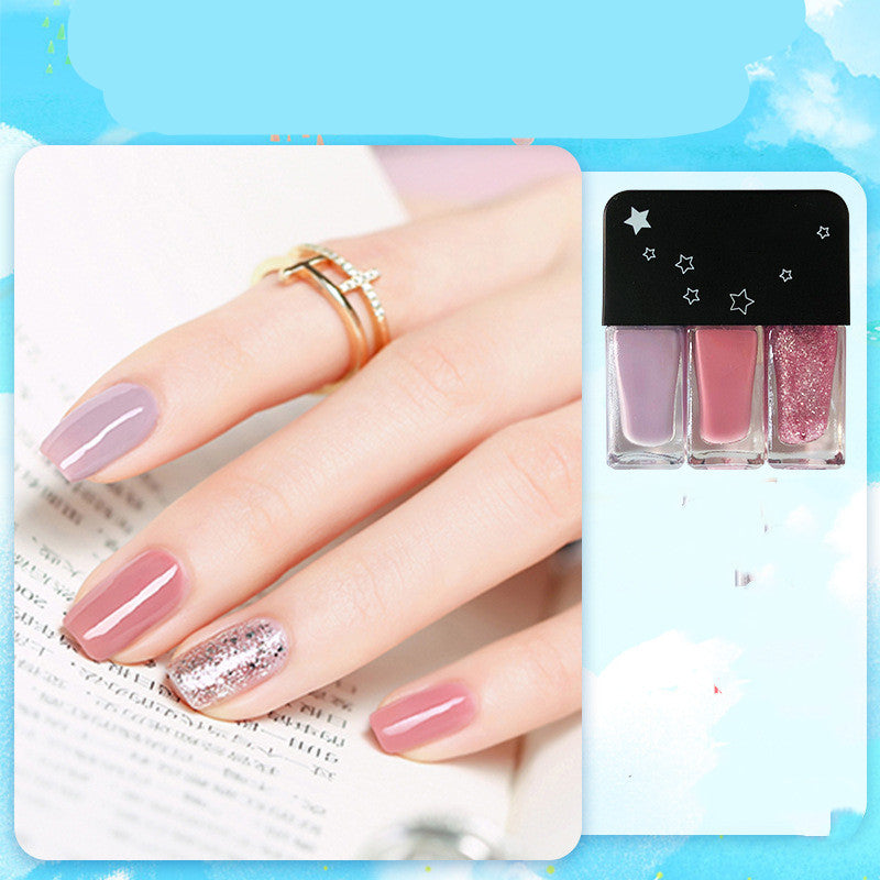 Sequined Three-Color Nail Polish Set