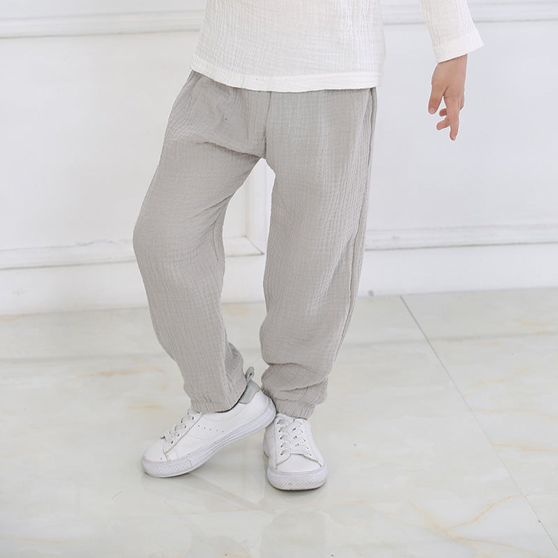 Summer Boys And Girls Cotton And Linen Mosquito Pants Thin Section