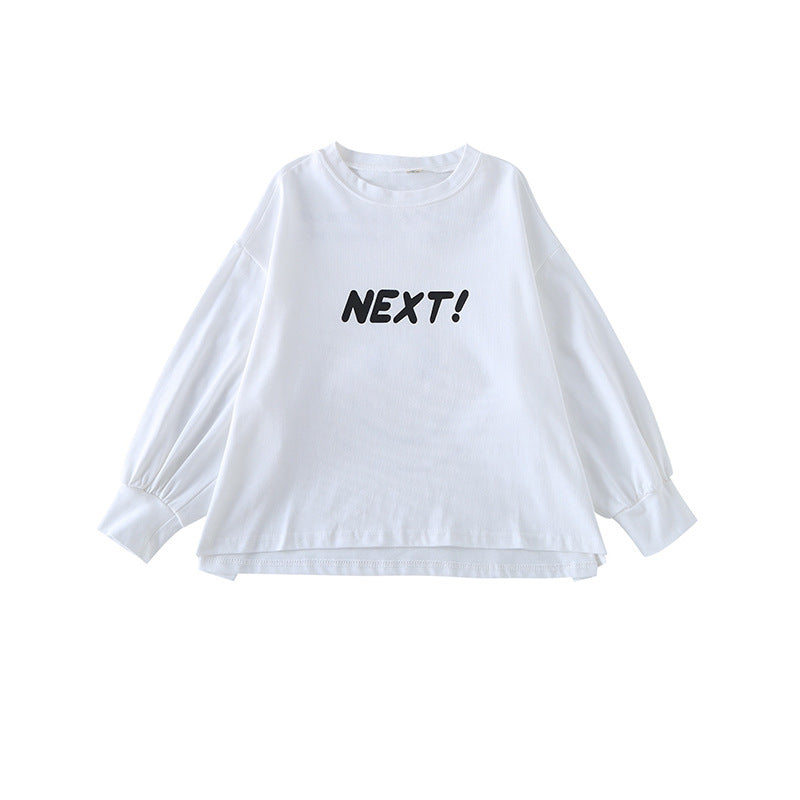 Girls' Long-sleeved T-shirt Cotton Moisture Wicking Letters