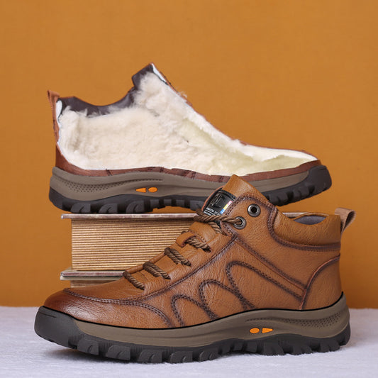 High-Top Leather Shoes Non-Slip Men's Snow Boots