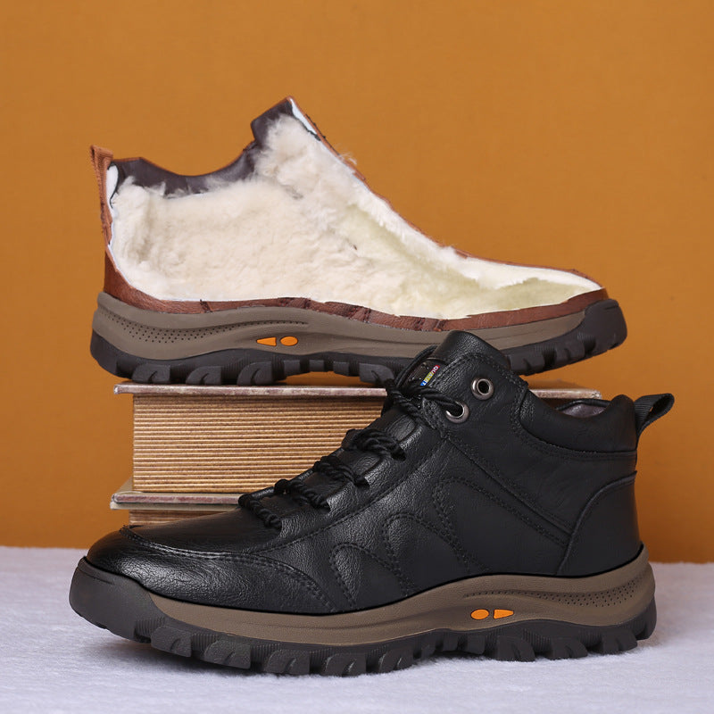 High-Top Leather Shoes Non-Slip Men's Snow Boots