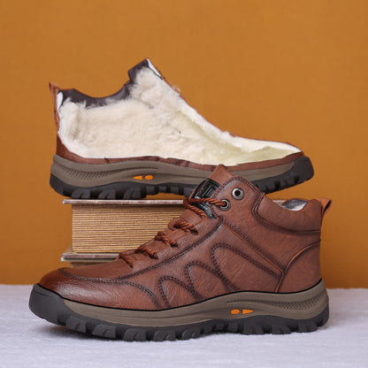 High-Top Leather Shoes Non-Slip Men's Snow Boots